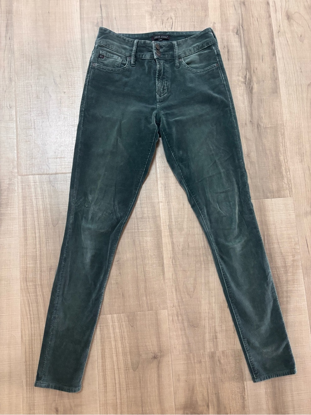 Dear John Dark Green Corduroy Skinny Jeans